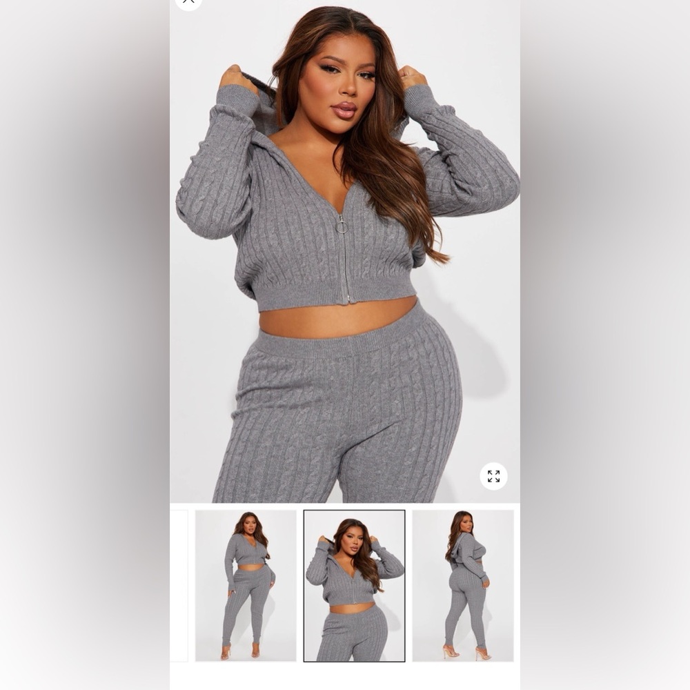 Fashion Nova Gray Knit Leggings Set